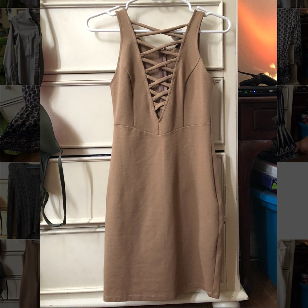 Tan Body Con Agaci Dress